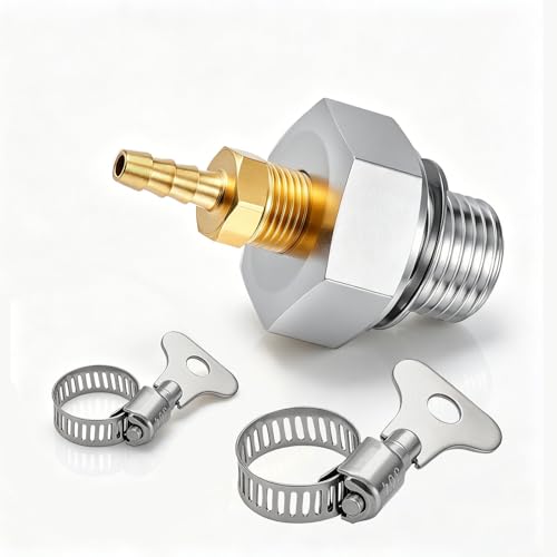 Oil Pump Primer Tool & LS Oil Pressure Adapter Kit,CNC Aluminum M16x1.5 Engine Pre-Lube Fitting with Brass Barb & Dual Hose Clamps,Compatible with Chevy GM LS1 LS2 LS3 LSX 5.3 6.0 6.2