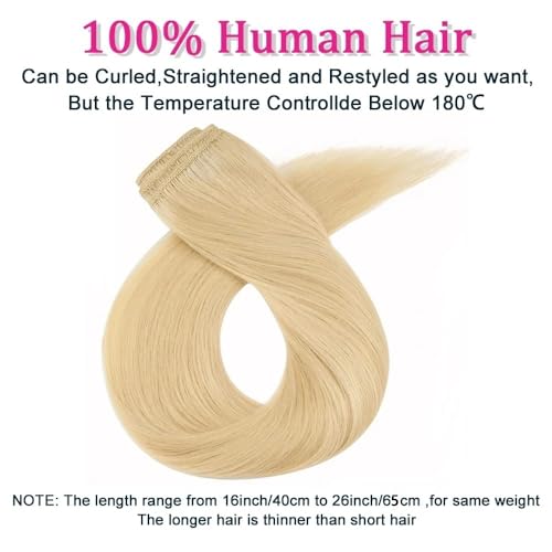 Extensiones de cabello humano brasileño con clip rubio lacio de 16-26 pulgadas 4