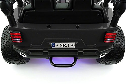 Moderno Kids Explorer 2 (Two) Seater 12V Power Children Ride-On Car Truck with R/C Parental Remote + EVA Rubber LED Wheels + Leather Seat + MP3 Music Player Bluetooth FM Radio + LED Lights (Blue)