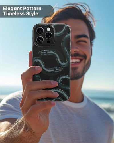 Coque iPhone 16 Pro MagSafe SCORPIFY avec motif serpent noir ombré antichoc - 6