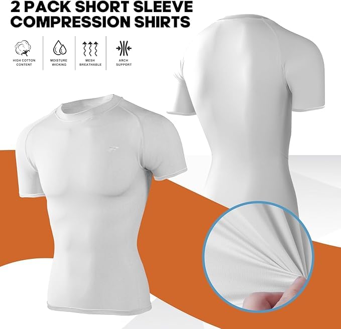 Men's Compression Quick Dry Short Shirts UPF 50+ UV Sun Protection Workout Undershirts Weatherproof Rash Guard3