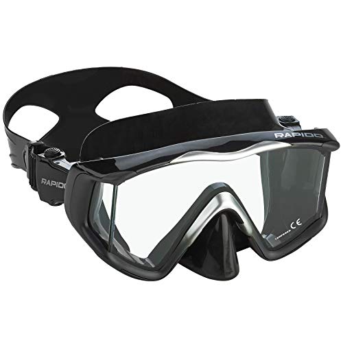 Phantom Aquatics Rapido Boutique Collection Clareza Panoramic Tres Ventanas Lente de Vidrio Templado Buceo Máscara de Buceo