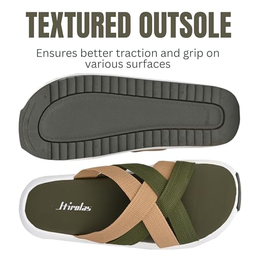 Image of Hirolas Men's Strappy Flip-Flop Slider Slippers