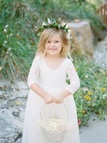 Image of 2Bunnies Girl Peony Lace Back A-Line Straight Tutu Tulle Party Flower Girl Dress