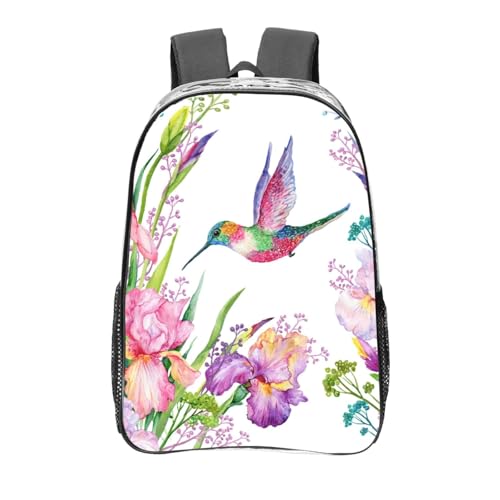 Sac à dos transparent imprimé oiseau grand format motif jardin