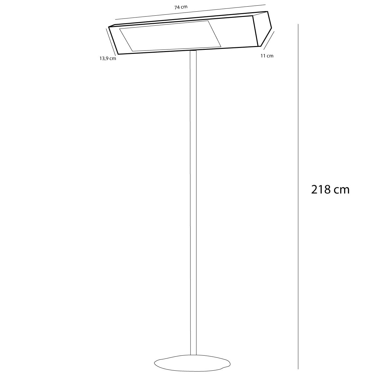 Sined Caldo Ira Inox Palo Stufa Infrarossi Esterno Con Kit Completo Di Palo Da 2000w Grigio Riscaldamento Elettrico Da Esterno a Onda Corta Ira e Telecomando Con Griglia Per Protezione e Display