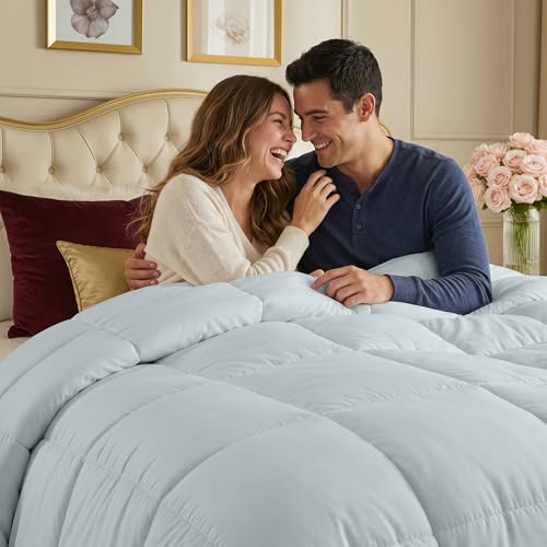 Image of Utopia Bedding Comforters California King Size, All Season Duvet Insert, Down Alternative Box Stitched Bed Comforter with Corner Tabs, Machine Washable (Light Grey)