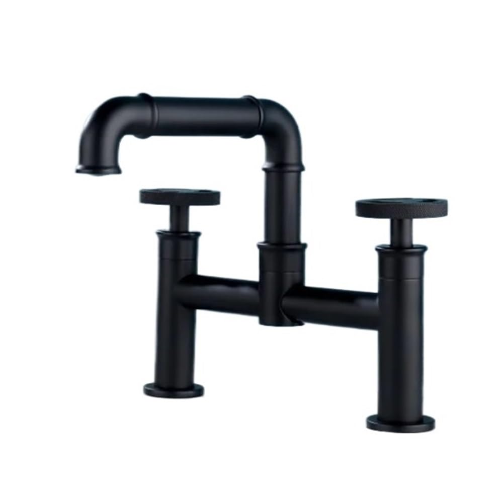 Robinets évier de salle de bains noir mat 2 trous eau chaude froide