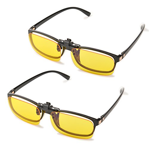 Image of Clip on Anti Blue Light Filter Glasses UV Blocking Anti Eye Strain Unisex (2pcs Yellow)