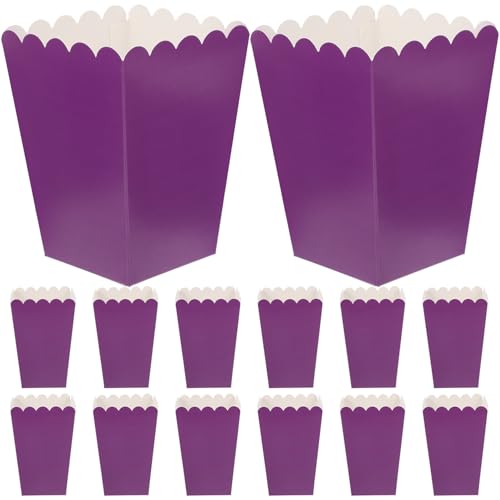 TIDTALEO 50 Cajas de Palomitas de Maíz de Papel Morado Plegables, Recipiente para Palomitas de Maíz y Dulces para Fiestas, Caja para Bocadillos y Eventos, Soporte a Prueba de Grasa