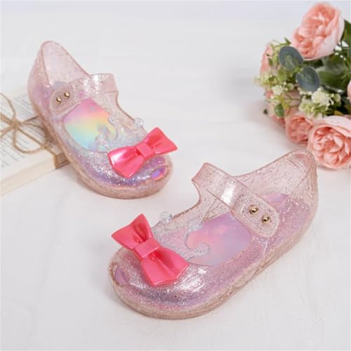 Laser Glitter Casual Shoes Bow Crown Decoration Buckle Girls Sandals(Blue,28)4