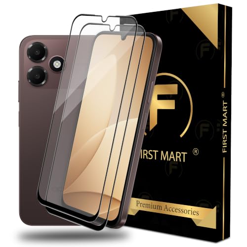 Image of FIRST MART Tempered Glass Screen Protector for Oppo A6c - Full-Glue Screen Guard, 3D Edge to Edge, HD Clear, Bubble-Free, Case-Friendly, Black, Pack of 2