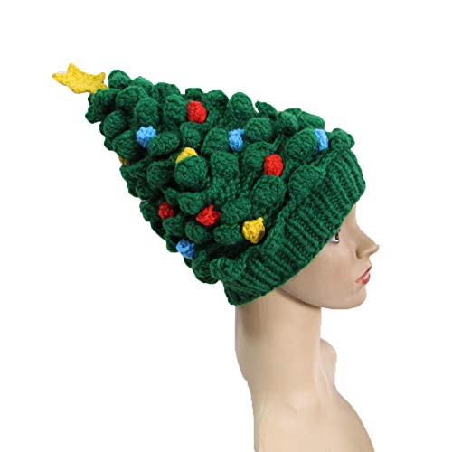 BIBITIME. Christmas Tree Star Beanie Knit Hat Colorful Knot Santa Cap Adult/Kid2