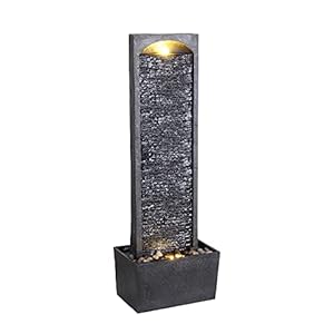 Teamson Home Hoog Buiten Tuin Water Fontein Met Lichten – Waterornament – Waterval Ontwerp – Tuindecoratie – Met Pomp – 34 x 22 x 98 (cm)