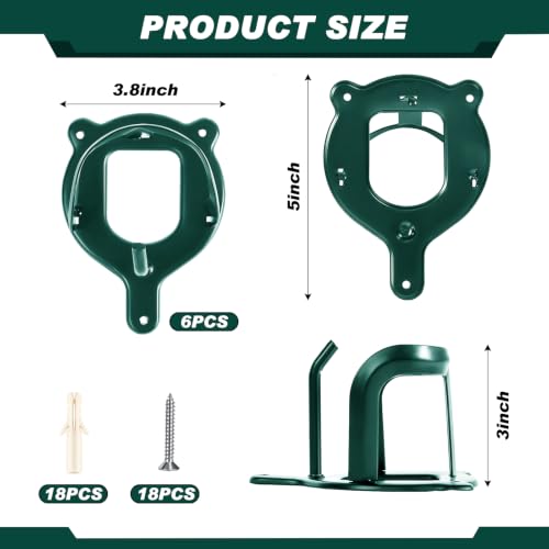 Image of Dunzy 6 Pcs 3 Pcs Bridle Hooks Horse Bridle Rack, Dark Green | Metal Horse Bridle Rack for Barn Storage, Includes Mounting Hardware and Anchors, Space Saving Hooks for Halters and Reins