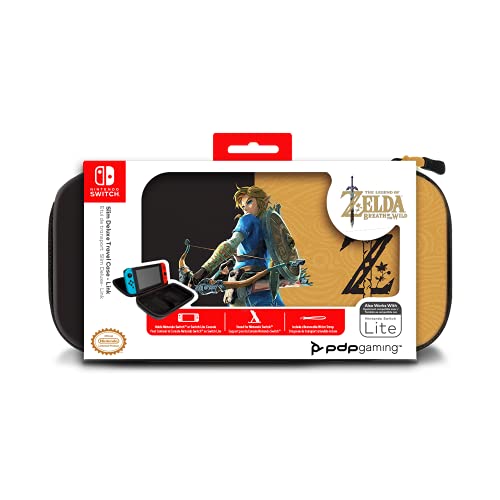 Pdp Gaming Licence Officiel Switch Slim deluxe Travel Case - Zelda Breath Of The Wild - Semi-Hardshell - Console Stand - Protective Pu leather - Holds 14 Games - Works avec Switch Oled And Lite