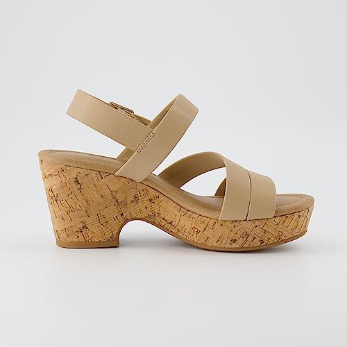 CUSHIONAIRE Women's Russ cork wedge sandal +Memory Foam, Wide Widths Available4