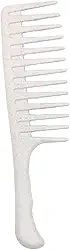 Pente para Desembaraçar Cabelo Afro Cacheado e Volumos Dente Super Largo - Cor: Bege