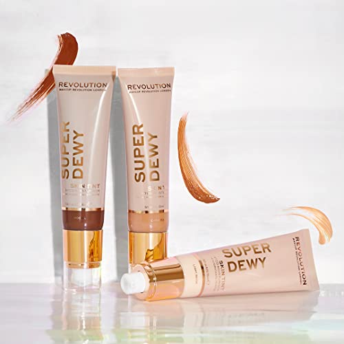Revolution Superdewy Tinted Moisturiser, Light Coverage Makeup, Evens Skin Tone, Rich Tan, 1.85Fl.oz/55Ml #TOP4