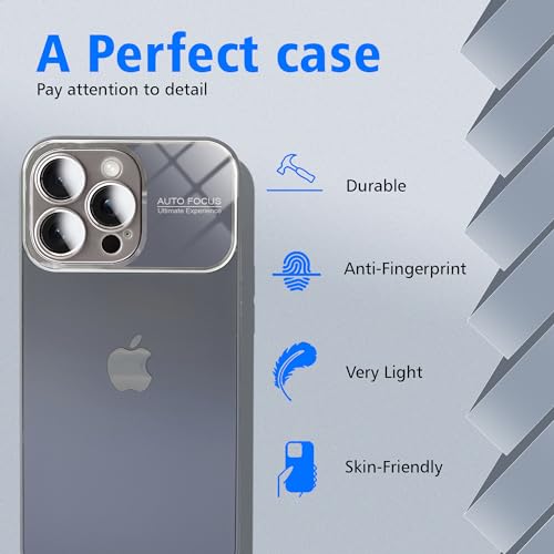 Image of Hupshy Back Case Cover for iPhone 13 AutoFocus Chromatic Lens Shield Case with Logo, Matte PC Glass, Protective Camera Lens Plating Cover for iPhone 13 (Matte, Grey)