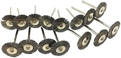 15 Pcs T Shape Stainless Steel Wire Brushes Wheel 1/8'' Mandrel Rust Removed Polishing Wheel for Dremel Rotary Tool