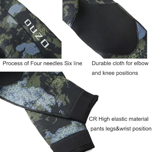 C-STREAM Men Spearfishing Wetsuit Neoprene 3mm 1.5mm Camouflage Diving Suit 2pcs Set for Freediving, Snorkeling,Scuba Dive (Camo Blue, Medium, 1.5, 1.5, Millimeters) - Thumbnail 6
