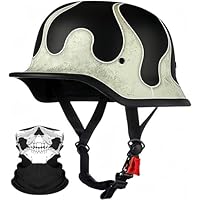 Halve Helmen Vintage Duitse Stijl Motorhelm, Volwassenen Retro Open Helmen, Heren Dames Scooter Bromfiets Cruiser Chopper Motor Jet Stijl Helm ECE Gecertificeerd A,XL=61-62CM