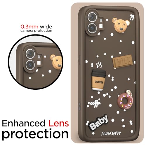 Image of Pikkme Back Cover for Nothing Phone 1 | Cute Fun Cartoon 3D Bear Silicone Full Body Protection Bumper Case (Brown)