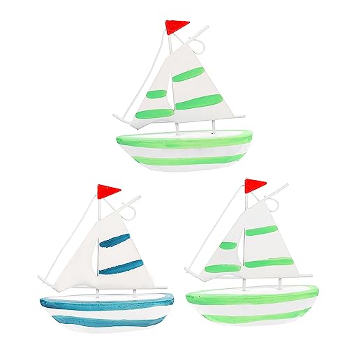 Uonlytech 3Pcs Mediterranean Sailboat Model Theme Decor for Home Office and Unique Nautical Ornament for Warm Atmosphere