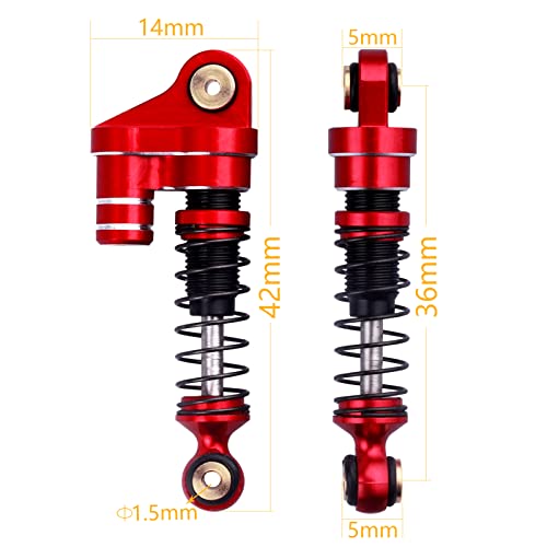 Image of 4pcs RC Mini Shocks Damper for 1 /24 Axial SCX24 AXI90081 Deadbolt RC Crawler Car Upgrades Parts Replacement (Black&Red)