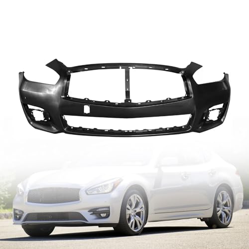 Infiniti Q70 Bumper Cover - Front Fascia Bumper Cover Replacement For 2015-2019 Infiniti Q70 Q70L 62022-4AM1H IN1000267 With Sensor Holes