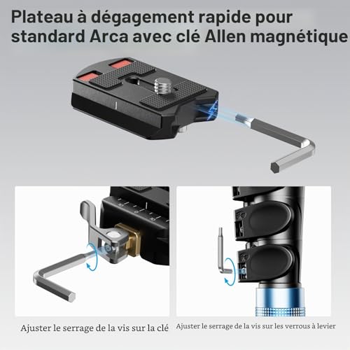 Sirui QC-55 plaque de dégagement rapide pour kit de base carré Arca 38 mm, adaptateur de montage photo 6,35 mm/3/8" – vue 3