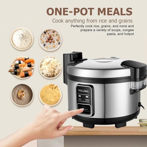 11L Liter Gewerblich Reiskocher für 20-25 Personen, Messbescher & Reislöffel, mit Antihaftbeschichtung und Kontrollleuchte,Spülmaschinengeeignet, Warmhaltefunktion, Auto Off