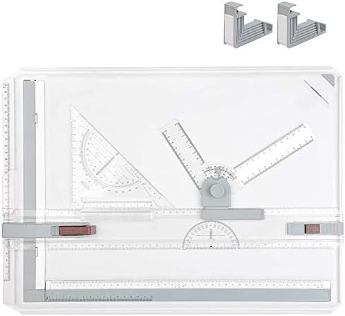 TIMESETL Metric A3 Drawing Board Drafting Table Multifunctional Drawing Board Table with Clear Rule Parallel Motion and Angle Adjustable Measuring System
