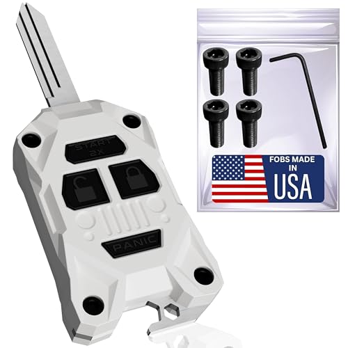 Key Fob Cover for Jeep Wrangler, Grand Cherokee, Patriot (2007-2018) - Fits Dodge, Chrysler, Ram and More - Enhanced Grip & Durability - Key Fob Shell Replacement with Built-in Bottle Opener