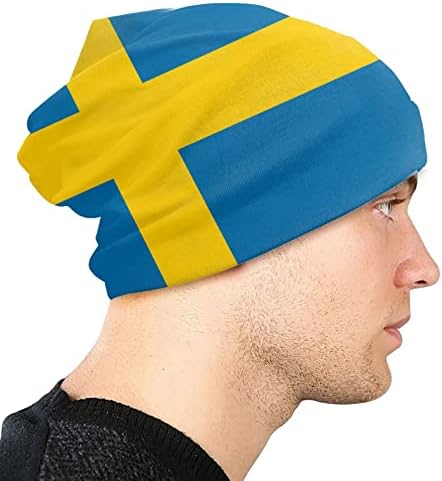 Funny Club Winter Swedish Flag Hats Beanie Hat for Unisex Men Women Cap
