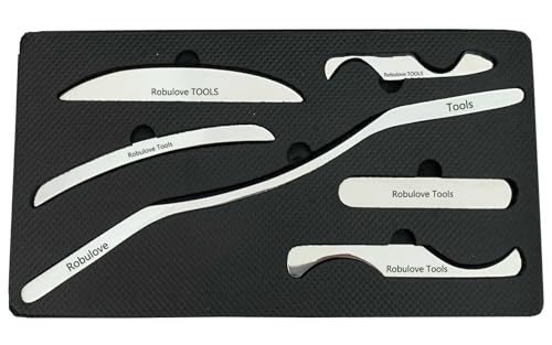 Robulove Muscle Scraper iastm Tool Set (6-Piece) gua sha Stainless Steel Scraping Tool fascial Release Tool deep Soft Tissue Massage Tool Set (Carrying case)