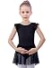 Dance Leotard with Skirt Flutter Sleeve by Mdnmd, Height 140 / Age 6-8Years, Black