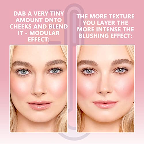 Moisturizing Color Changing Blush, Glassy Blush Rouge Multi-Use Cream For Cheeks & Lip & Eye Balm Liquid Blush, Waterproof Blush Gel Makeup, Change Color To Skin Ph Finish Blush-01 #TOP4