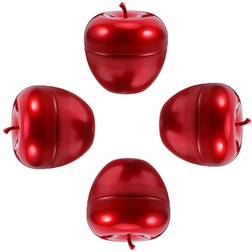 Gatuida Set de 4 Tarros de Lata para Té, Café y Azúcar Diseño de Manzana Roja, Capacidad Amplia, Ideales para Uso Doméstico y Oficina