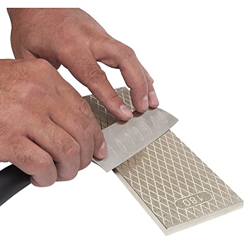 Image of Trend 8-Inch Diamond Sharpening & Flattening Stone, Double Sided (180 /600 Grit) Bench Stone with Pouch, Cleaning Block & Non-Slip Mat, DWS /CP8 /FX