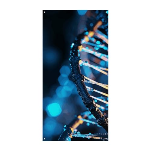 Bannière de porte DNA bleue pour embellir votre porche de fête