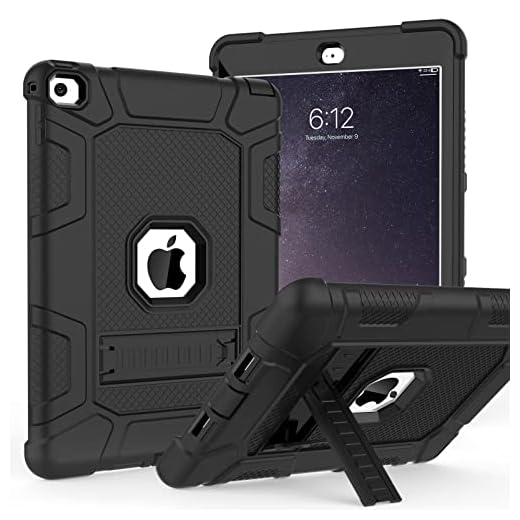 TIMISM Case for iPad Air 2nd Generation 2014, iPad Air 2 Case with Kickstand, 3 in 1 Heavy Duty Shockproof Hybrid Three Layer Protective Cover for iPad Air 2 A1566,A1567 (Black)