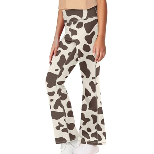 Cow Girls Flare Leggings High Waist Cross Bootcut Yoga Pants Bell Bottoms for Girls
