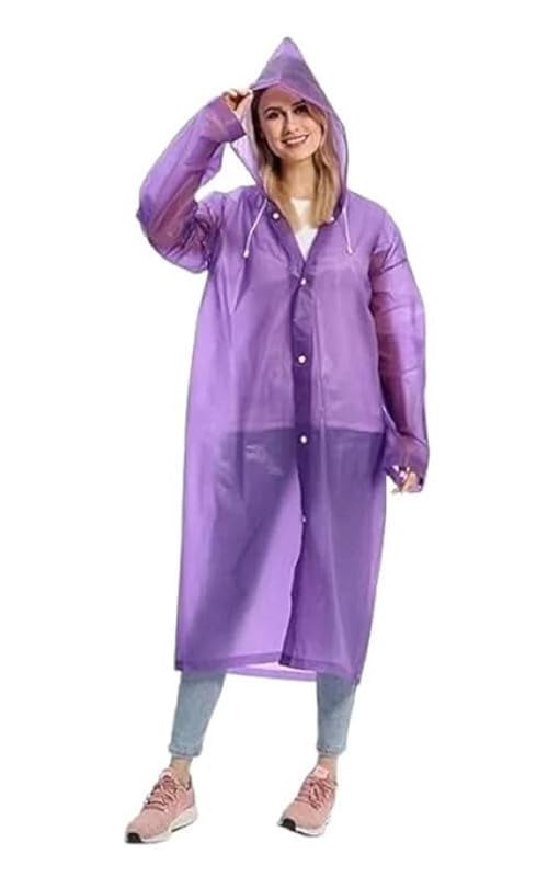 vkg EVA Waterproof Rain Coat Hooded Universal Outdoor Water Resistant Portable Suit for Men Women Boys and Girls (Purple1)-picture-34