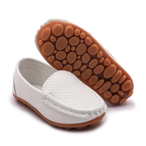 Image of Boys Loafers PU Leather Slip-On Toddler Dress Shoes Non-Slip Sole Kids Moccasins for School Events and Daily Wear