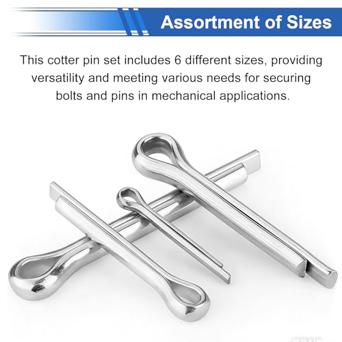 Image of 304Pcs Cotter Pins 24-Sizes 304 Stainless Steel Cotter Pins Assortment Kit Used for Hitch Lock System, Trucks, Engine Repair