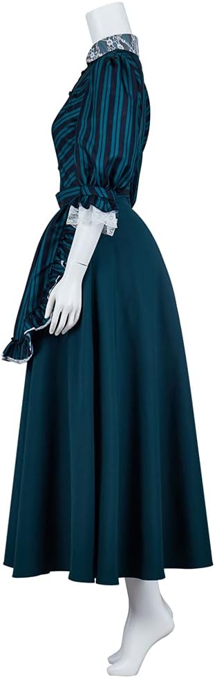 MyheroCos The Haunted Mansion Cosplay Costume Women's Maid Dress with Apron Halloween Ghost Costume