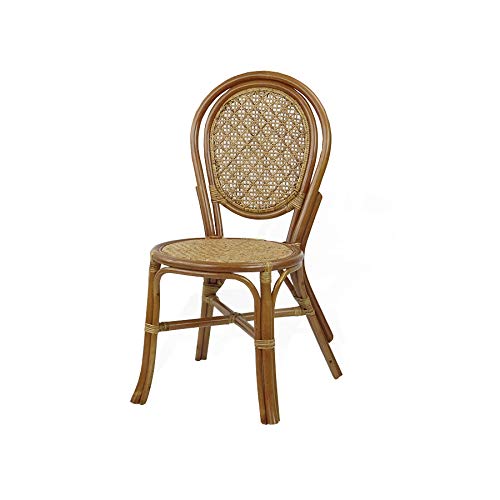 Sunbear Furniture Set Of 2 Denver Dining Side Chairs With Cream Cushions Handmade Design Eco Natural Wicker Rattan, Colonial #TOP2