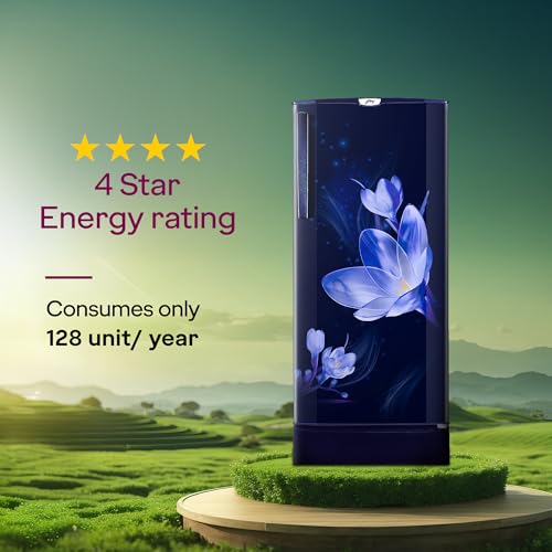 Image of Godrej 185 L 4 Star Single Door Refrigerator with Turbo Cooling Technology, Toughened Glass Shelves & 5 Years Warranty (RD 195DN TAI MY BL, Mystic Blue)